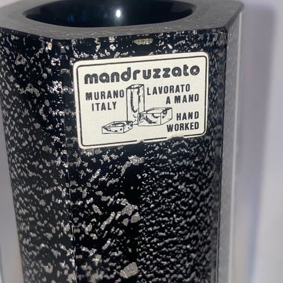 Signed Murano Italy ALESSANDRO MANDRUZZATO hexagon Silver Black Sommerso perfect - Picture 2 of 8